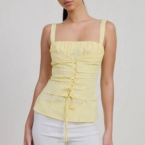 Yellow Lace-Up Corset Top